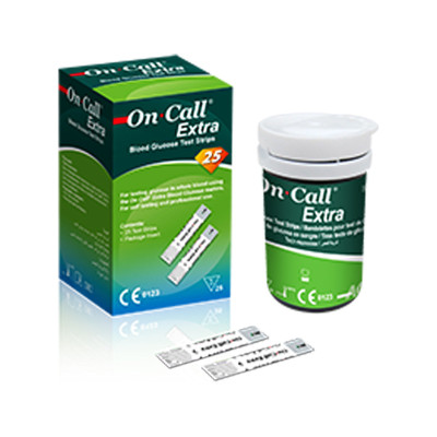 On call Extra - Bandelettes test glycémie - boite de 25 unités